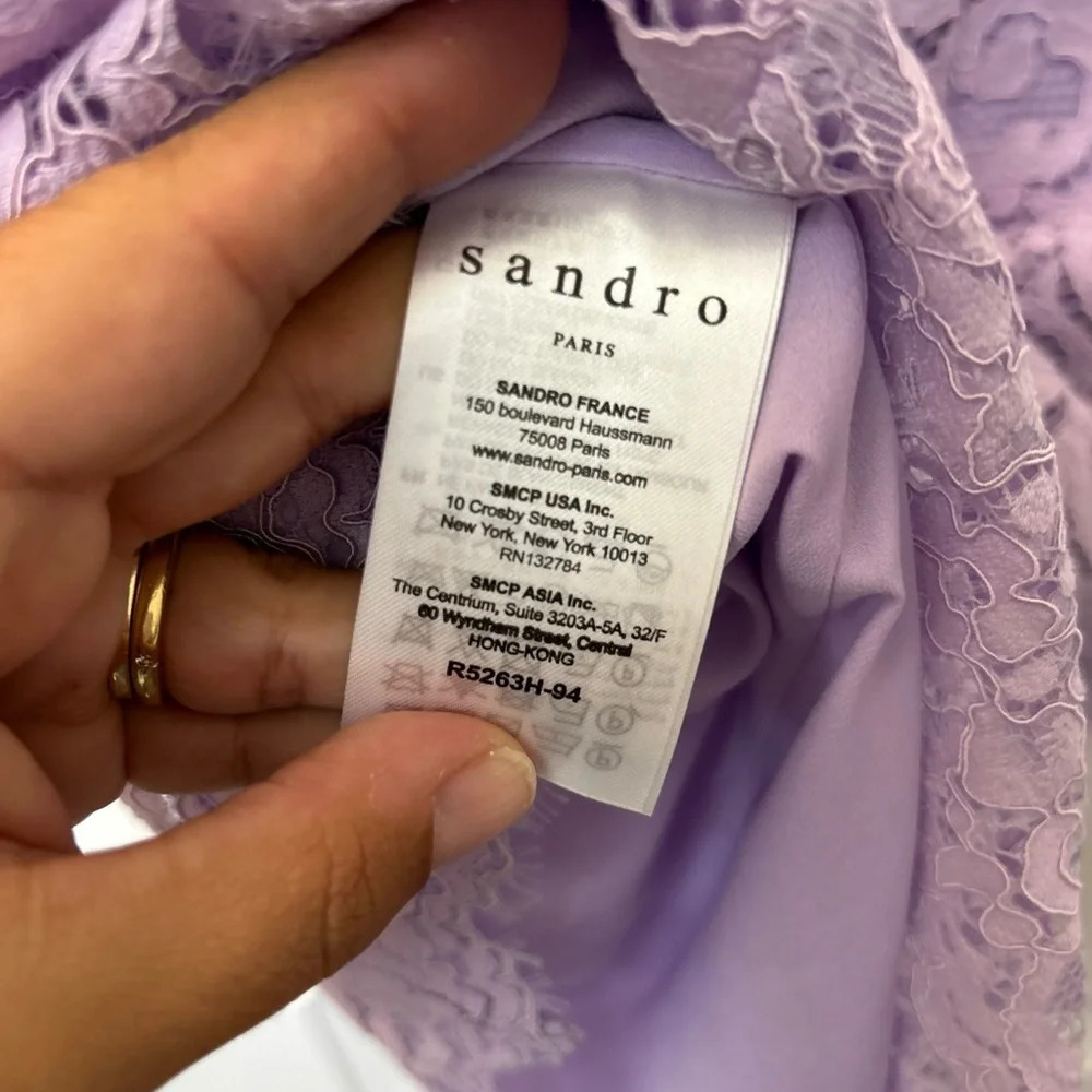 ! Sandro Lilac Purple Lace Dress Size S - Picture 6 of 8